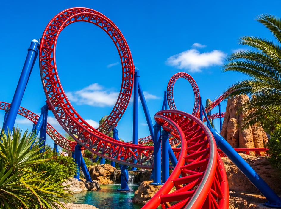 Roller coaster at a theme park